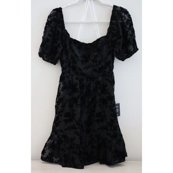 Lulus Women's Sz Small Romantic Instinct Black Burnout Velvet Mini Dress - Picture 1 of 12